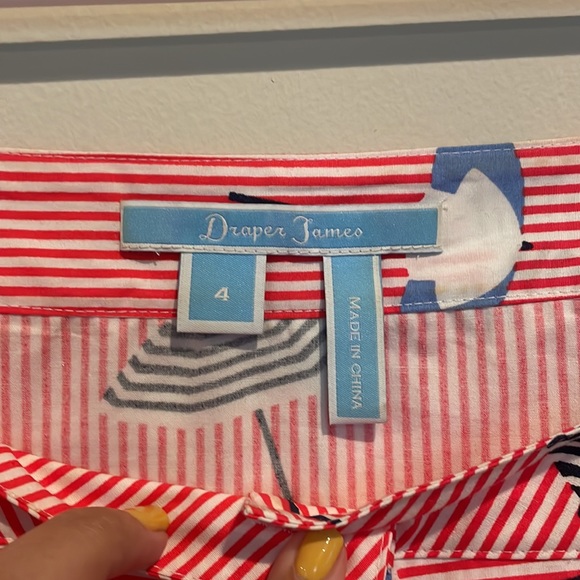 Draper James Summer Umbrella Nellie Cold Shoulder Top Size 4 - Picture 7 of 9